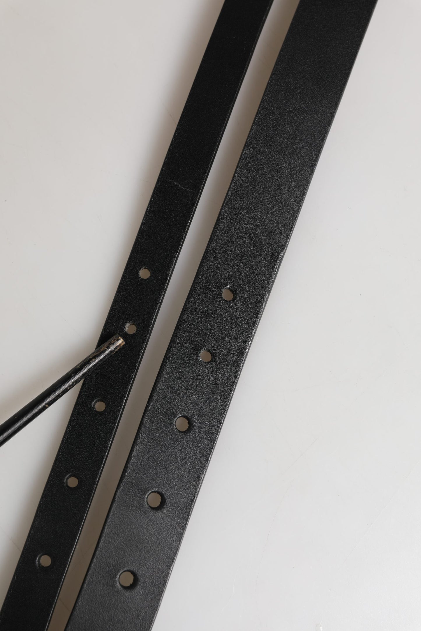 Ceinture Dolce &amp; Gabbana en cuir noir à double sangle et boucle argentée
