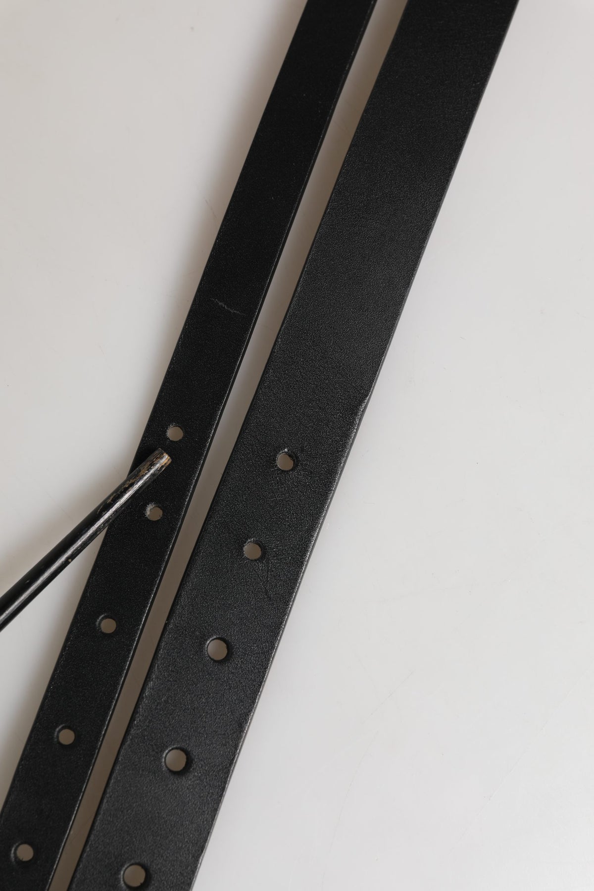 Ceinture Dolce &amp; Gabbana en cuir noir à double sangle et boucle argentée