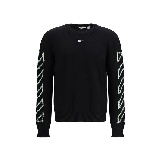 Off-White Diagonal Arrow Fuzzy Sweater - Black Cotton