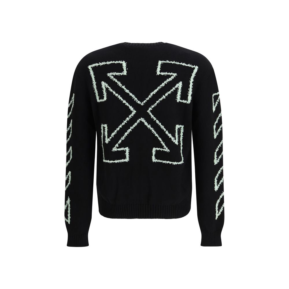 Off-White Diagonal Arrow Fuzzy Sweater - Black Cotton