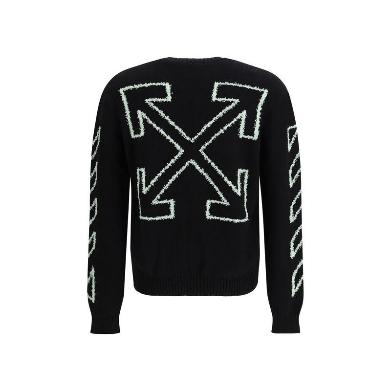 Off-White Diagonal Arrow Fuzzy Sweater - Black Cotton