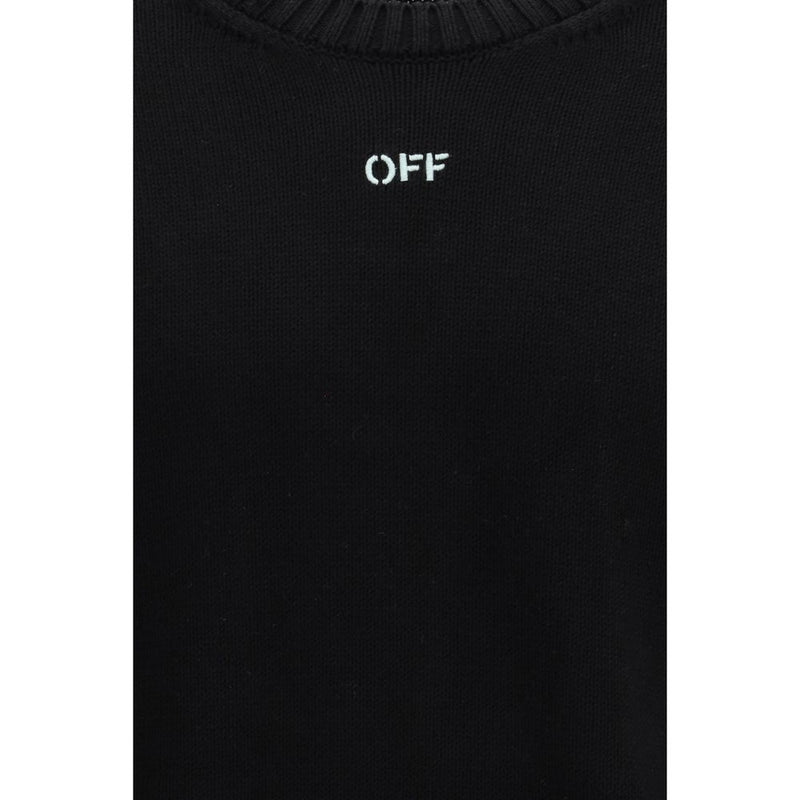 Off-White Diagonal Arrow Fuzzy Sweater - Black Cotton