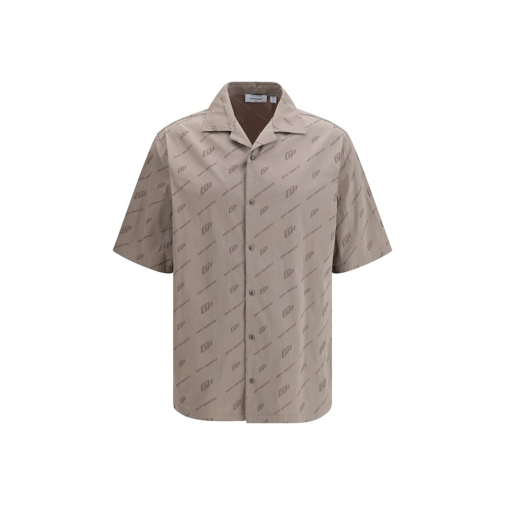 Chemise à manches courtes en viscose beige cassé