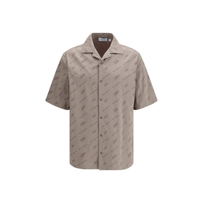 Chemise à manches courtes en viscose beige cassé