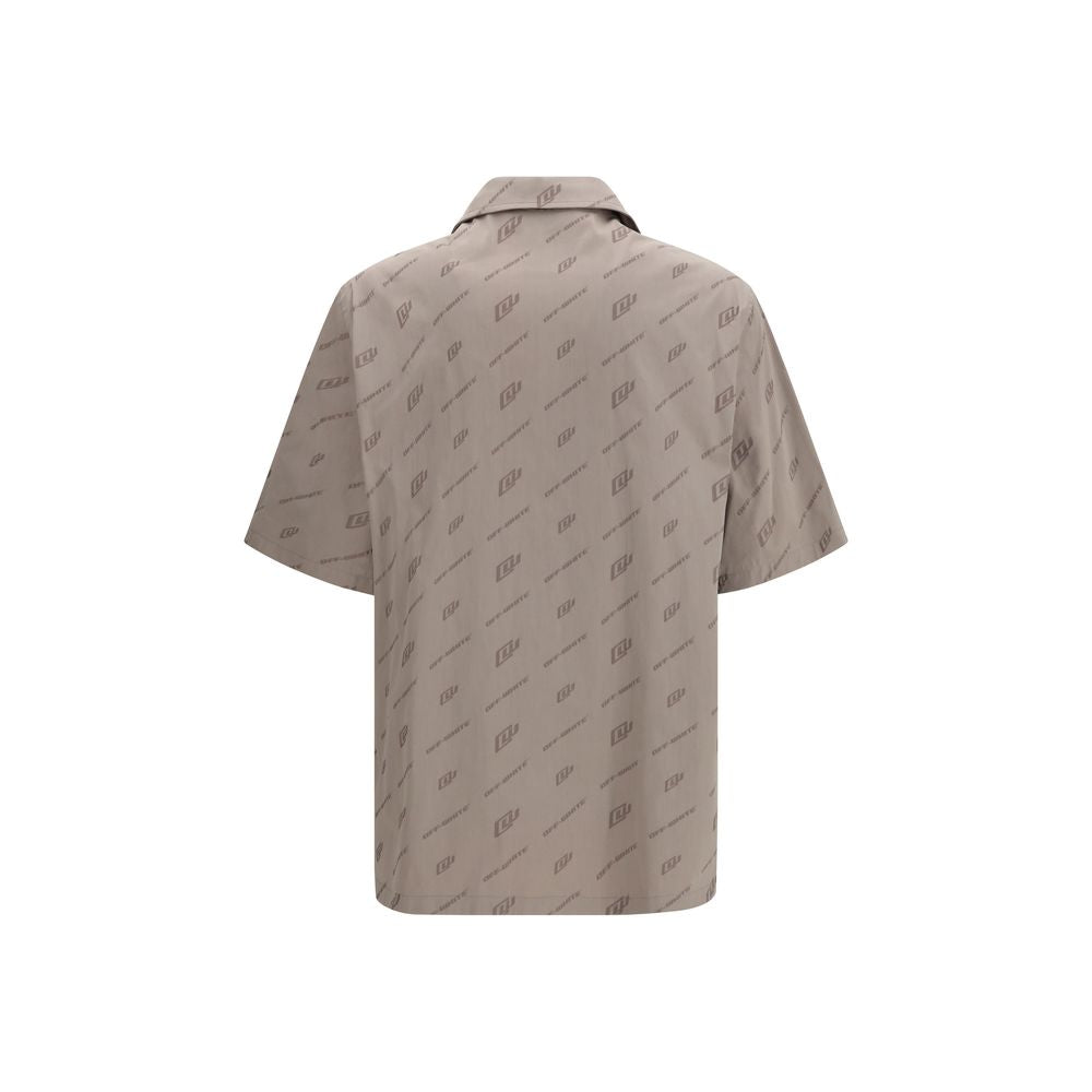 Chemise à manches courtes en viscose beige cassé