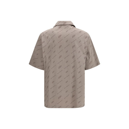 Chemise à manches courtes en viscose beige cassé