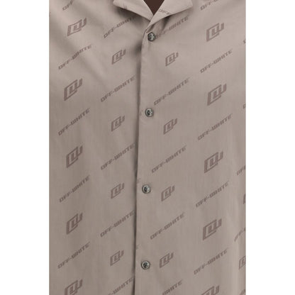 Chemise à manches courtes en viscose beige cassé