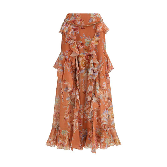Jupe longue en coton orange Zimmermann