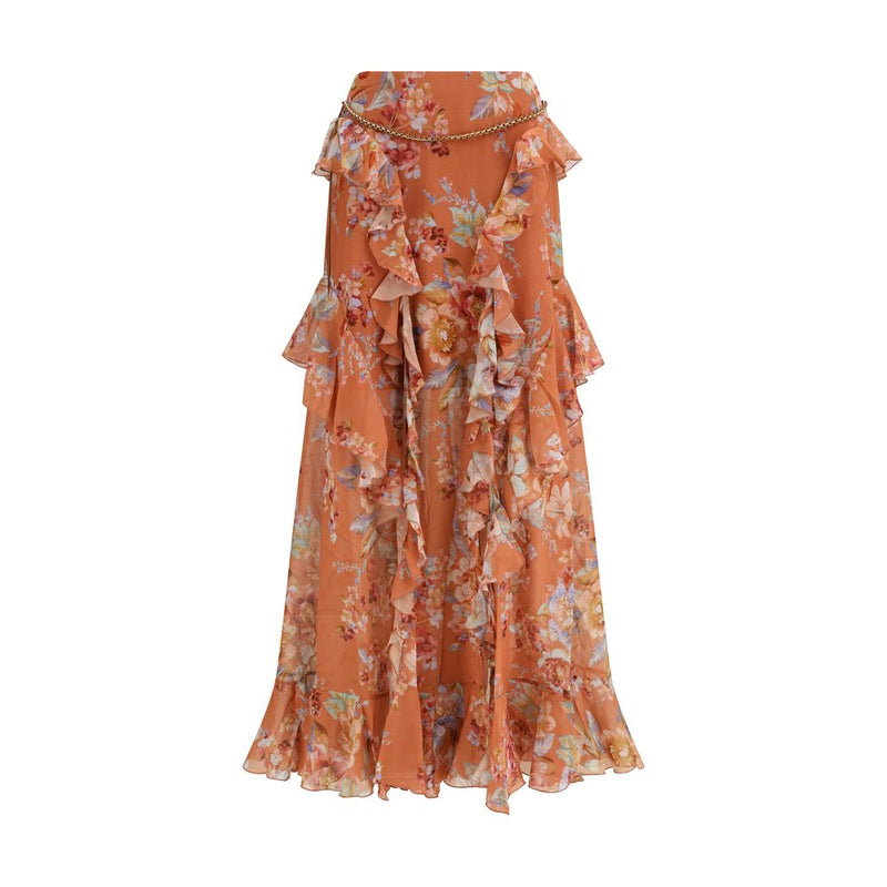 Jupe longue en coton orange Zimmermann