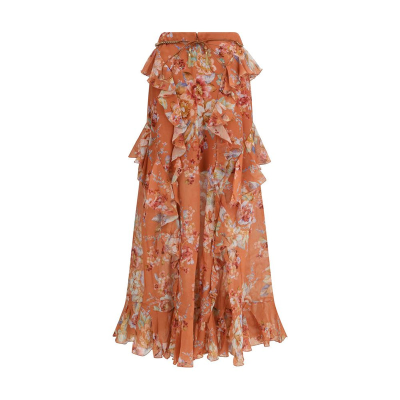 Jupe longue en coton orange Zimmermann