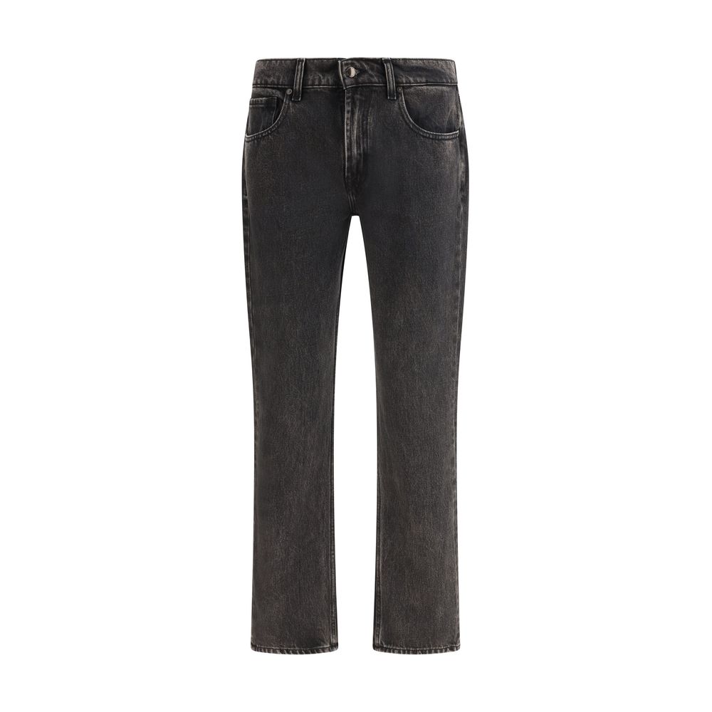 7FOR Black Cotton Straight-Leg Jeans for Men - Stylish Comfort