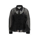 Ganni Black Recycled Polyester Polka Dot Shirt