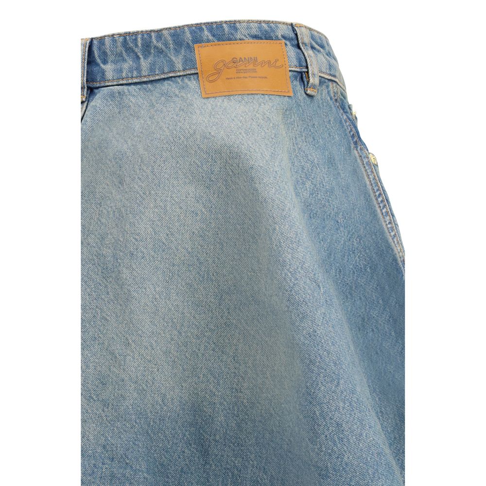 Ganni Blue Denim Miniskirt for Women