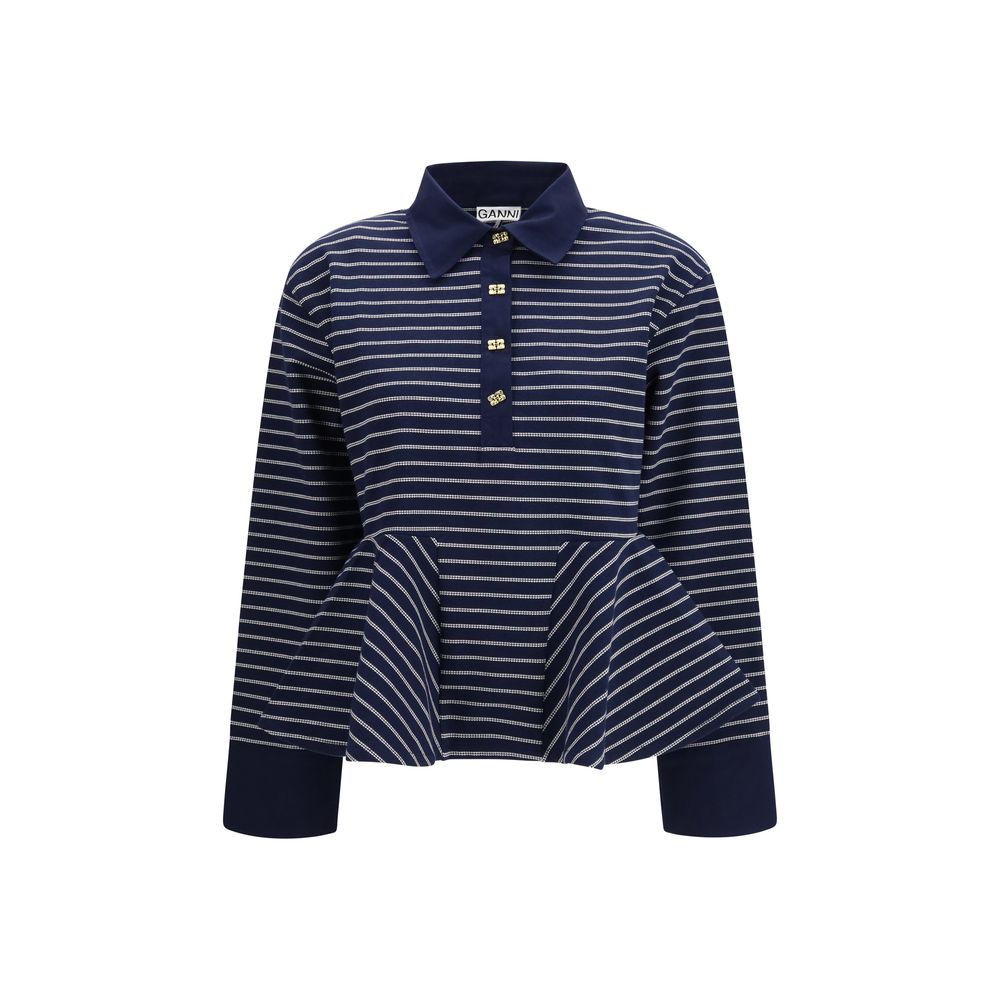 Polo Ganni en coton bleu