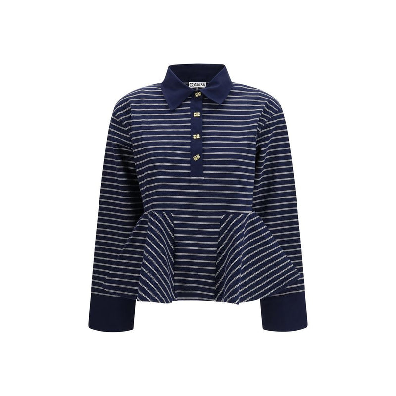 Polo Ganni en coton bleu