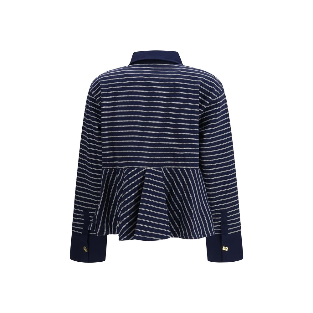 Polo Ganni en coton bleu