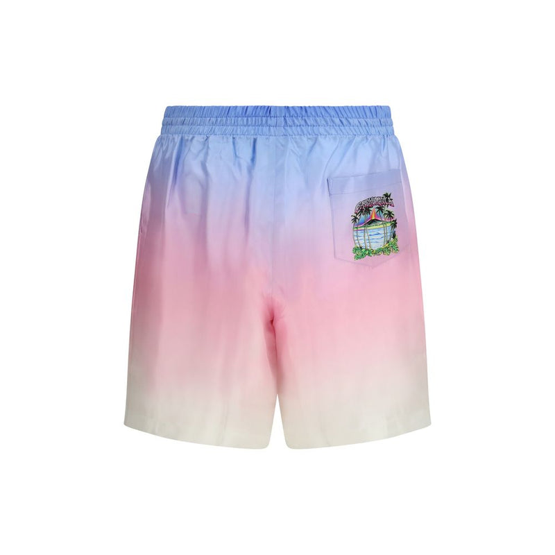 Casablanca Multicolor Silk Bermuda Shorts - Volcano Gradient