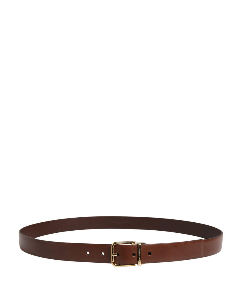 Dolce & Gabbana Men Brown Classic Leather Metal Buckle Belt
