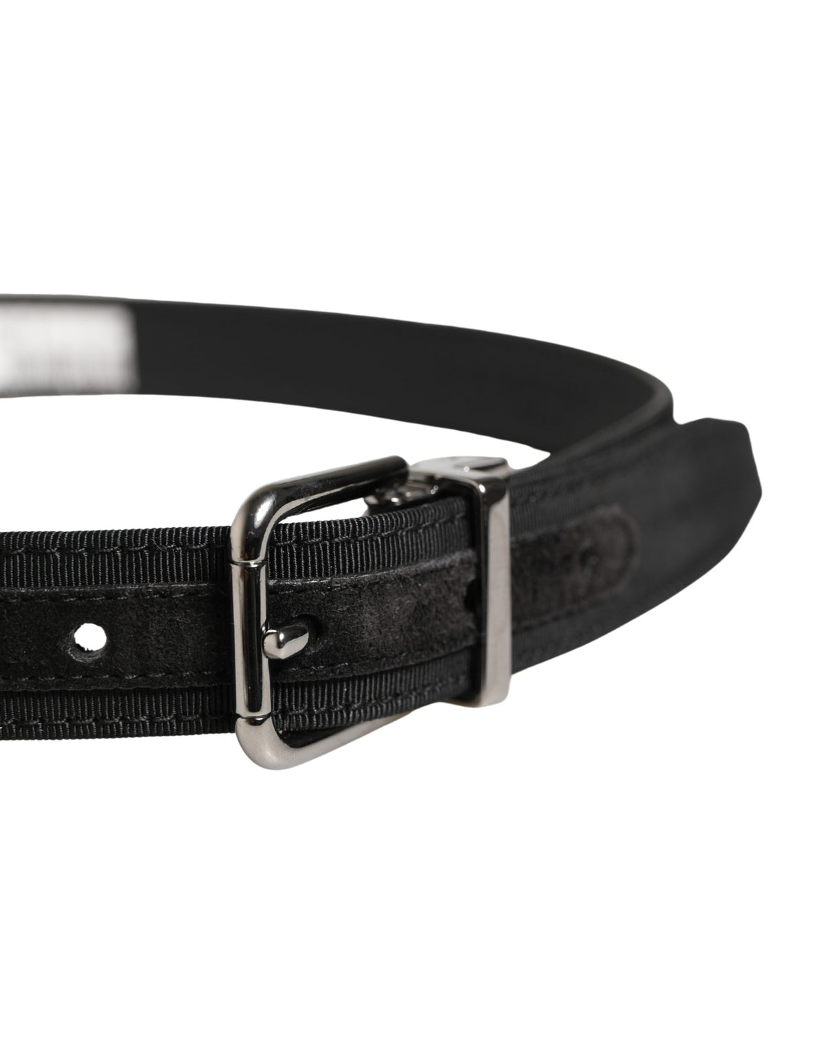 Ceinture Dolce &amp; Gabbana pour homme en cuir viscose noir avec boucle métallique