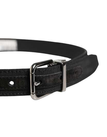 Ceinture Dolce &amp; Gabbana pour homme en cuir viscose noir avec boucle métallique