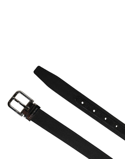Ceinture Dolce &amp; Gabbana pour homme en cuir viscose noir avec boucle métallique
