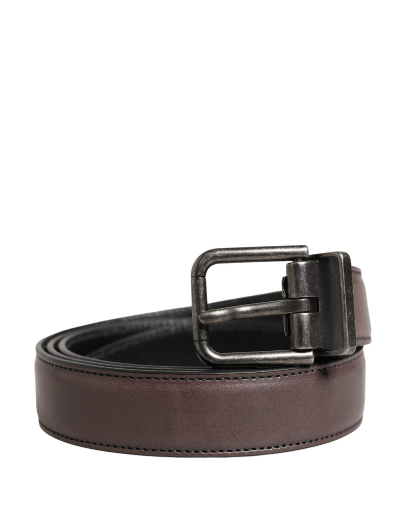Dolce & Gabbana Heren Bruine Klassieke Leren Metalen Gesp Riem