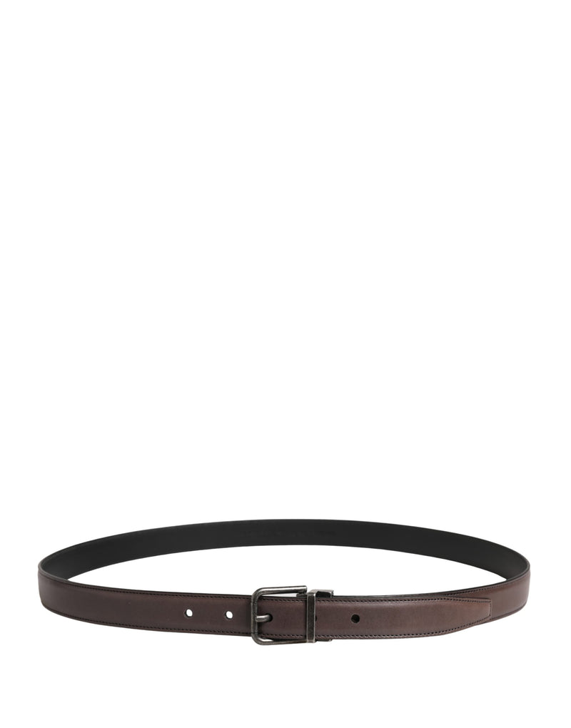 Dolce & Gabbana Heren Bruine Klassieke Leren Metalen Gesp Riem