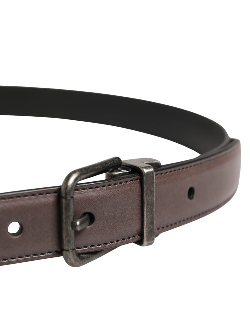 Dolce & Gabbana Heren Bruine Klassieke Leren Metalen Gesp Riem