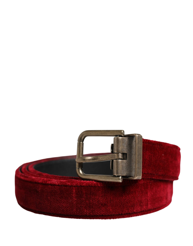 Dolce & Gabbana Heren Bourgondisch Fluweel Katoen Metalen Gesp Riem