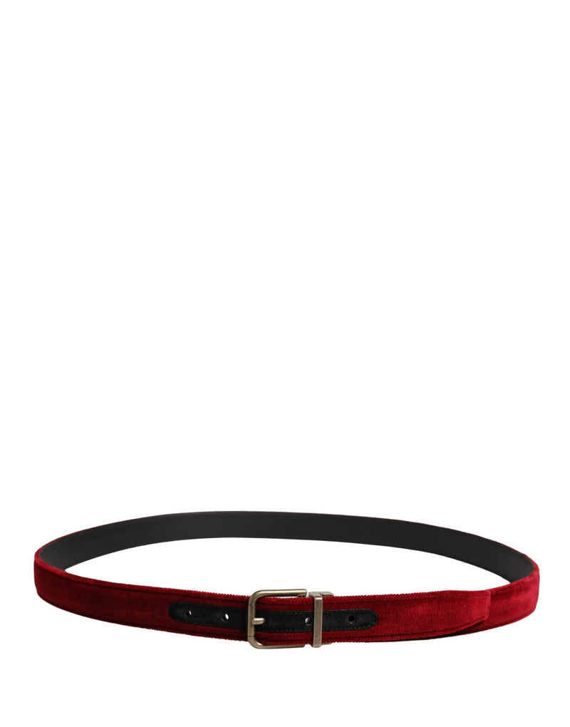 Dolce & Gabbana Heren Bourgondisch Fluweel Katoen Metalen Gesp Riem