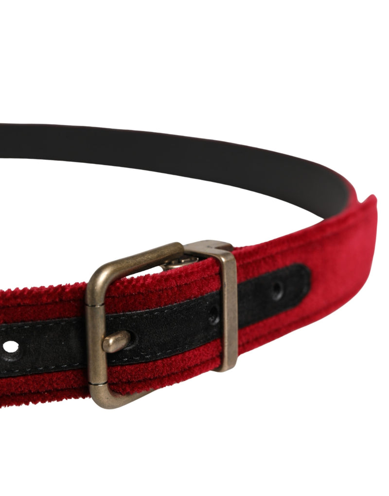 Dolce & Gabbana Heren Bourgondisch Fluweel Katoen Metalen Gesp Riem