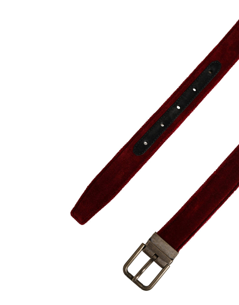 Dolce & Gabbana Heren Bourgondisch Fluweel Katoen Metalen Gesp Riem