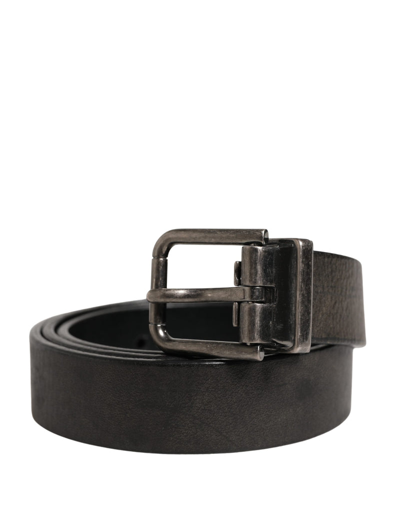 Dolce & Gabbana Heren Zwarte Klassieke Leren Riem met Metalen Gesp