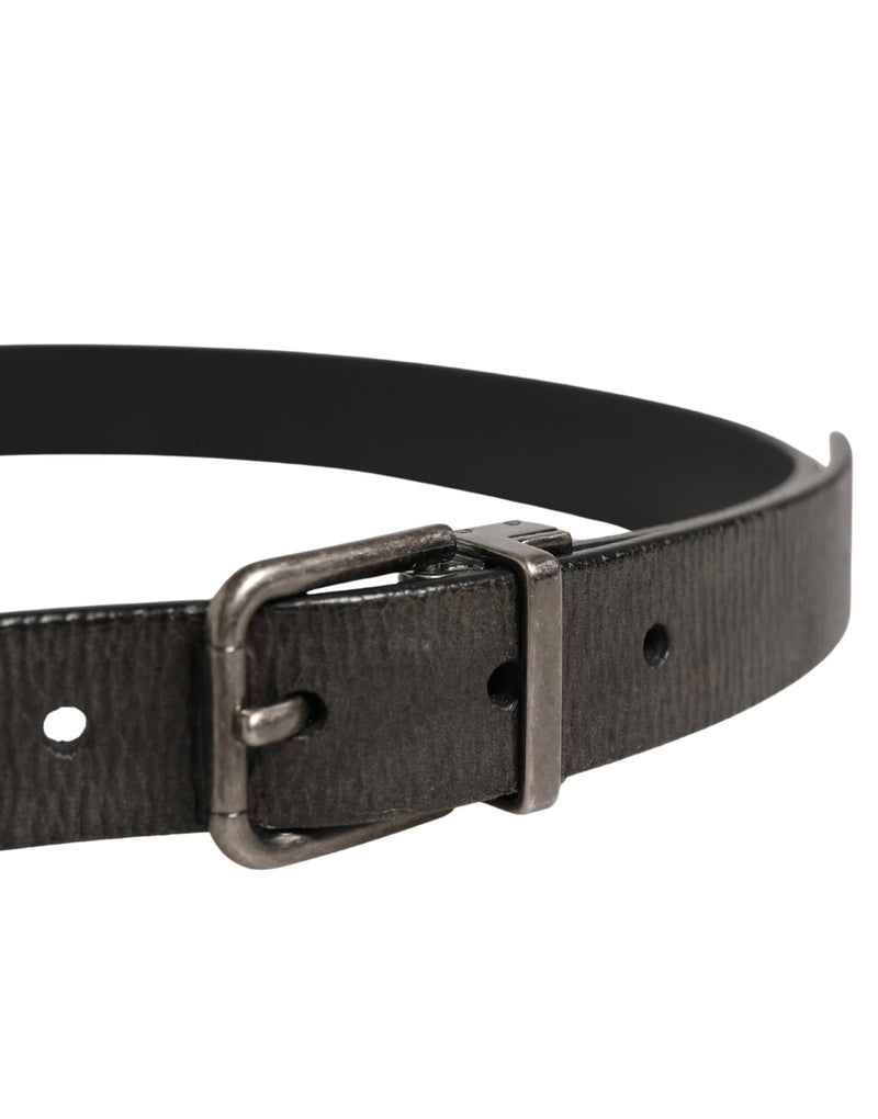 Dolce & Gabbana Heren Zwarte Klassieke Leren Riem met Metalen Gesp
