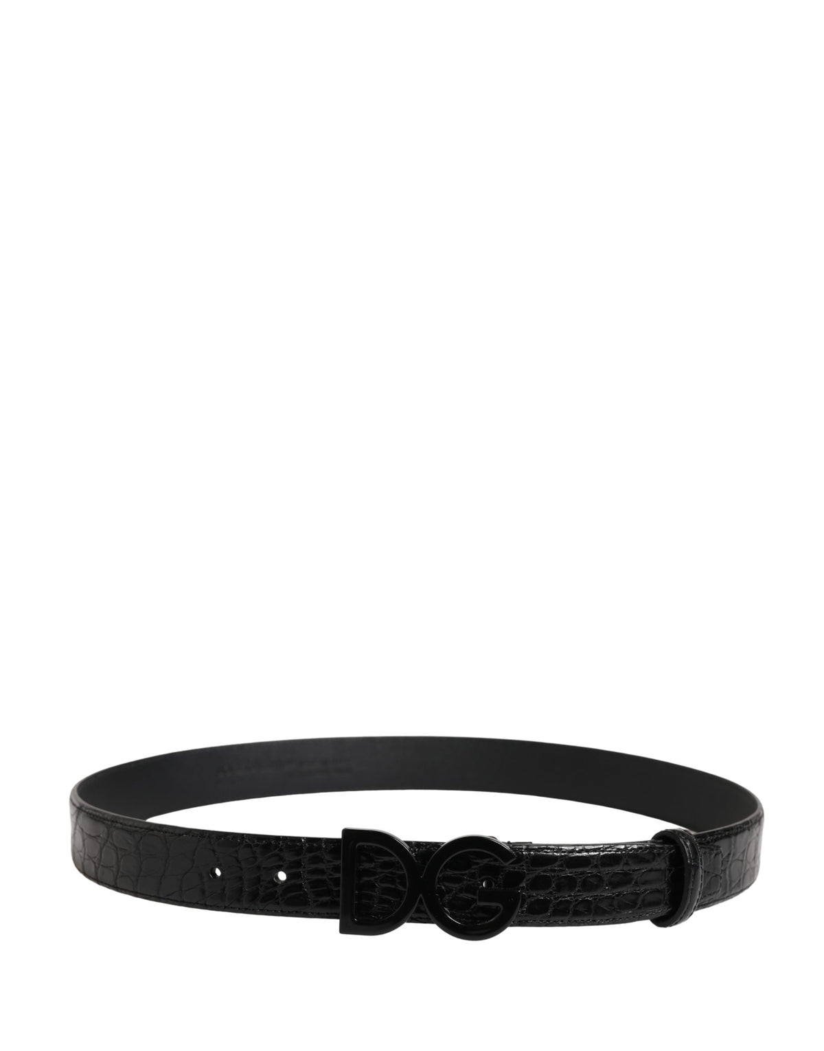 Ceinture Dolce &amp; Gabbana pour homme en cuir exotique noir avec boucle logo