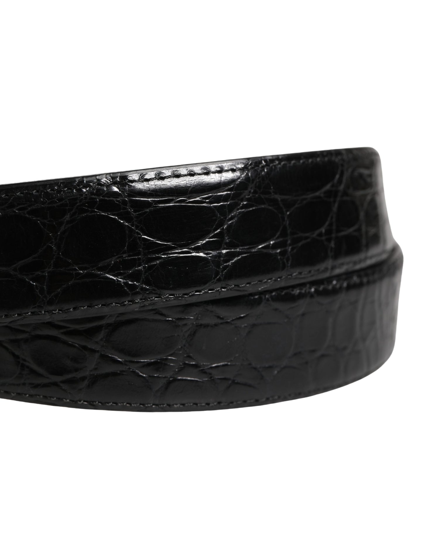Ceinture Dolce &amp; Gabbana pour homme en cuir exotique noir avec boucle logo