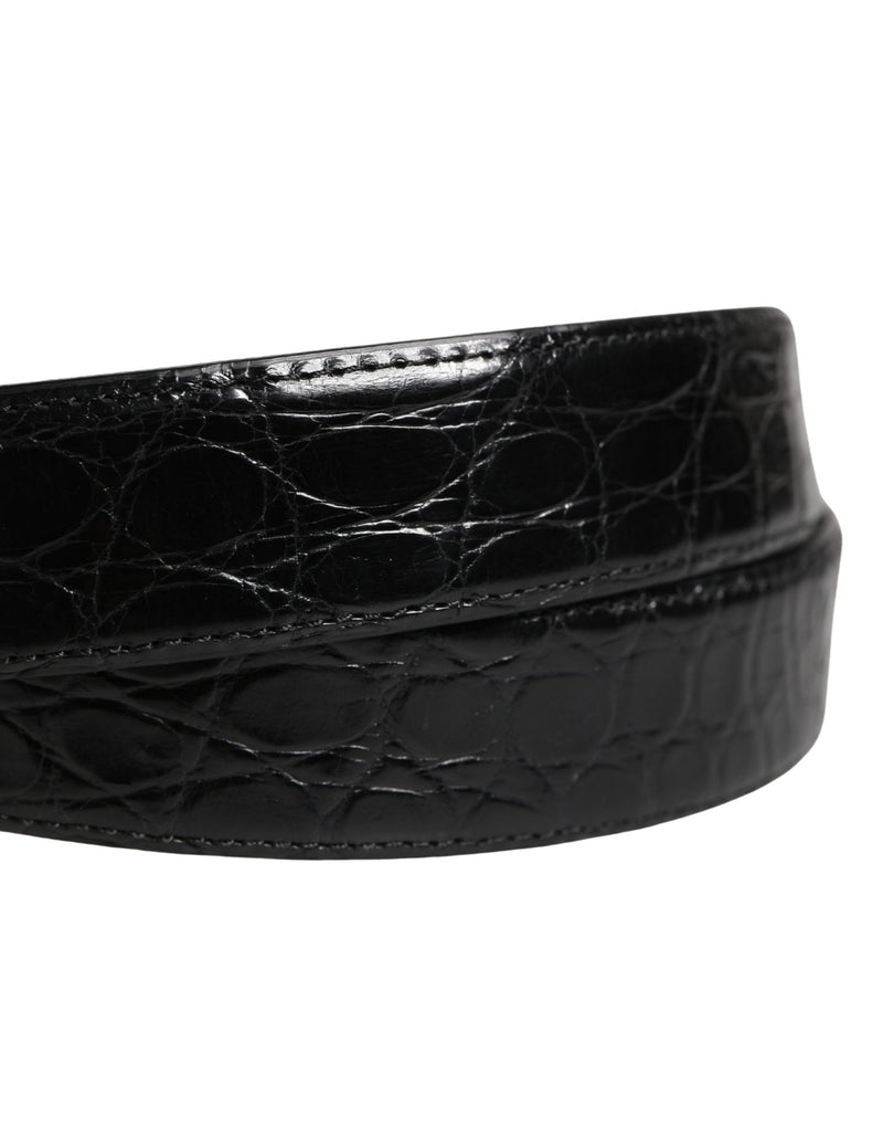 Dolce & Gabbana Heren Zwarte Exotische Leren Riem met Logogesp
