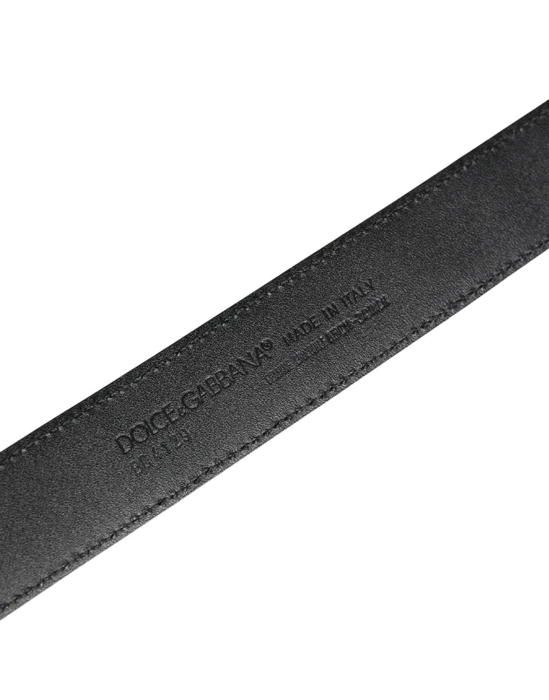 Dolce & Gabbana Heren Zwarte Exotische Leren Riem met Logogesp