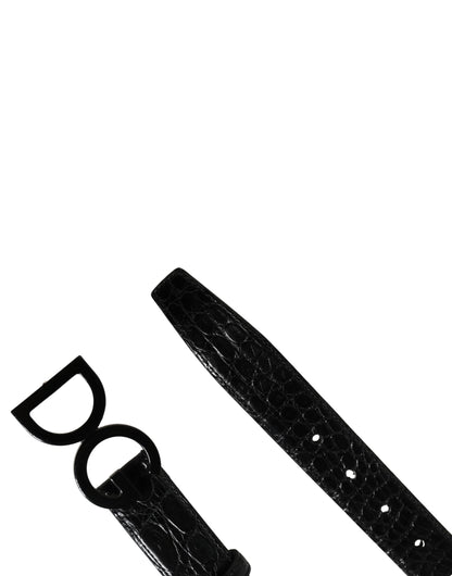 Ceinture Dolce &amp; Gabbana pour homme en cuir exotique noir avec boucle logo
