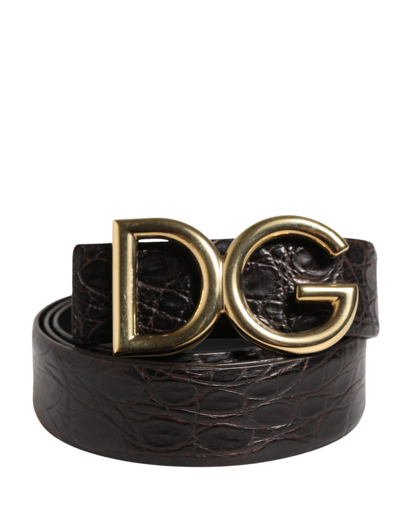 Dolce & Gabbana Heren Zwarte Exotische Leren Riem met Logogesp