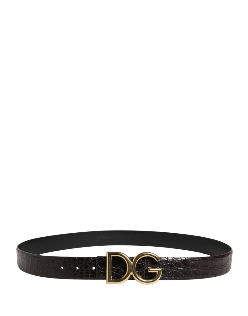 Dolce & Gabbana Heren Zwarte Exotische Leren Riem met Logogesp