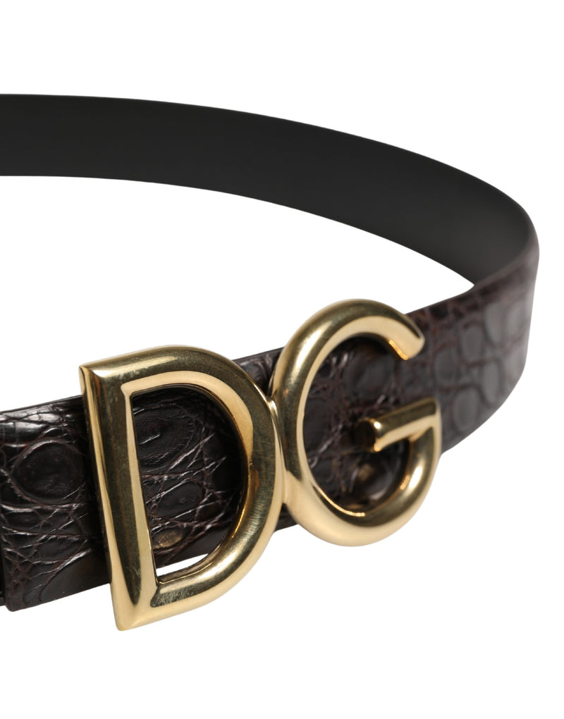 Dolce & Gabbana Heren Zwarte Exotische Leren Riem met Logogesp