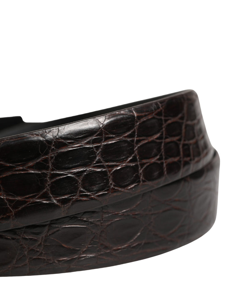 Dolce & Gabbana Heren Zwarte Exotische Leren Riem met Logogesp