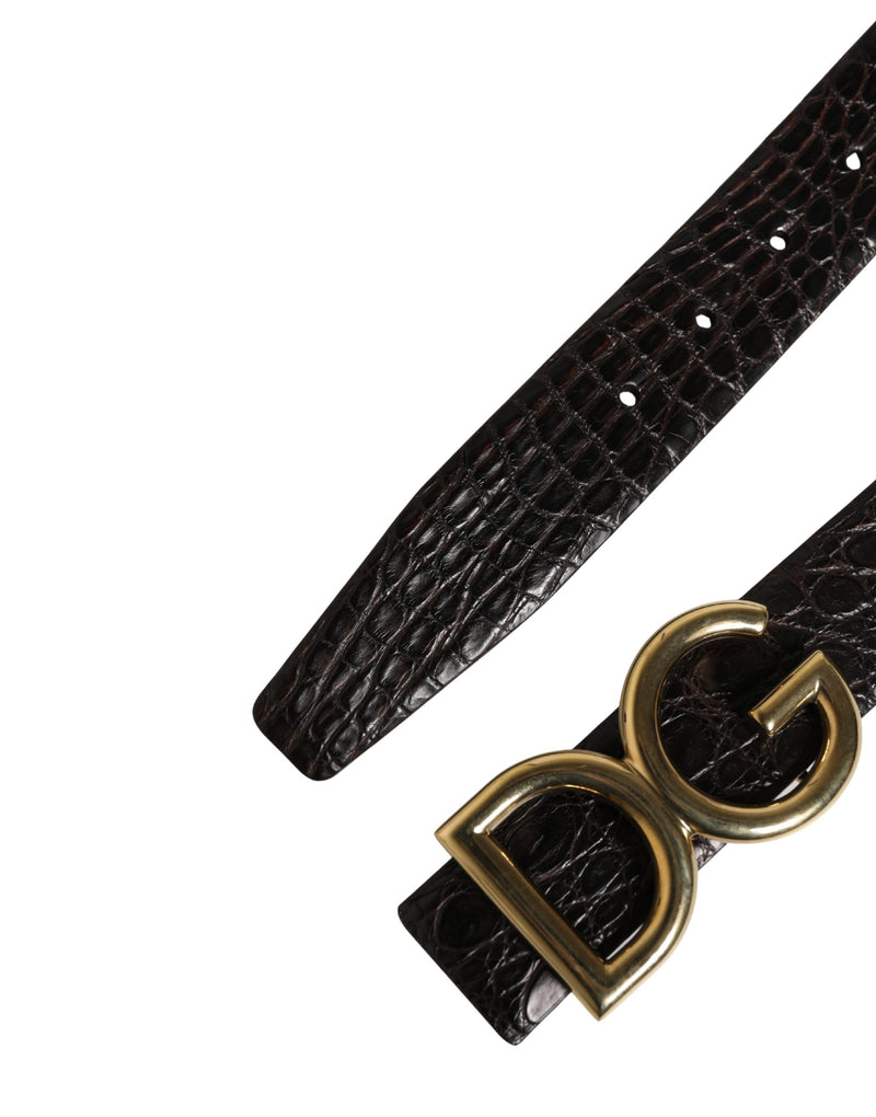 Dolce & Gabbana Heren Zwarte Exotische Leren Riem met Logogesp