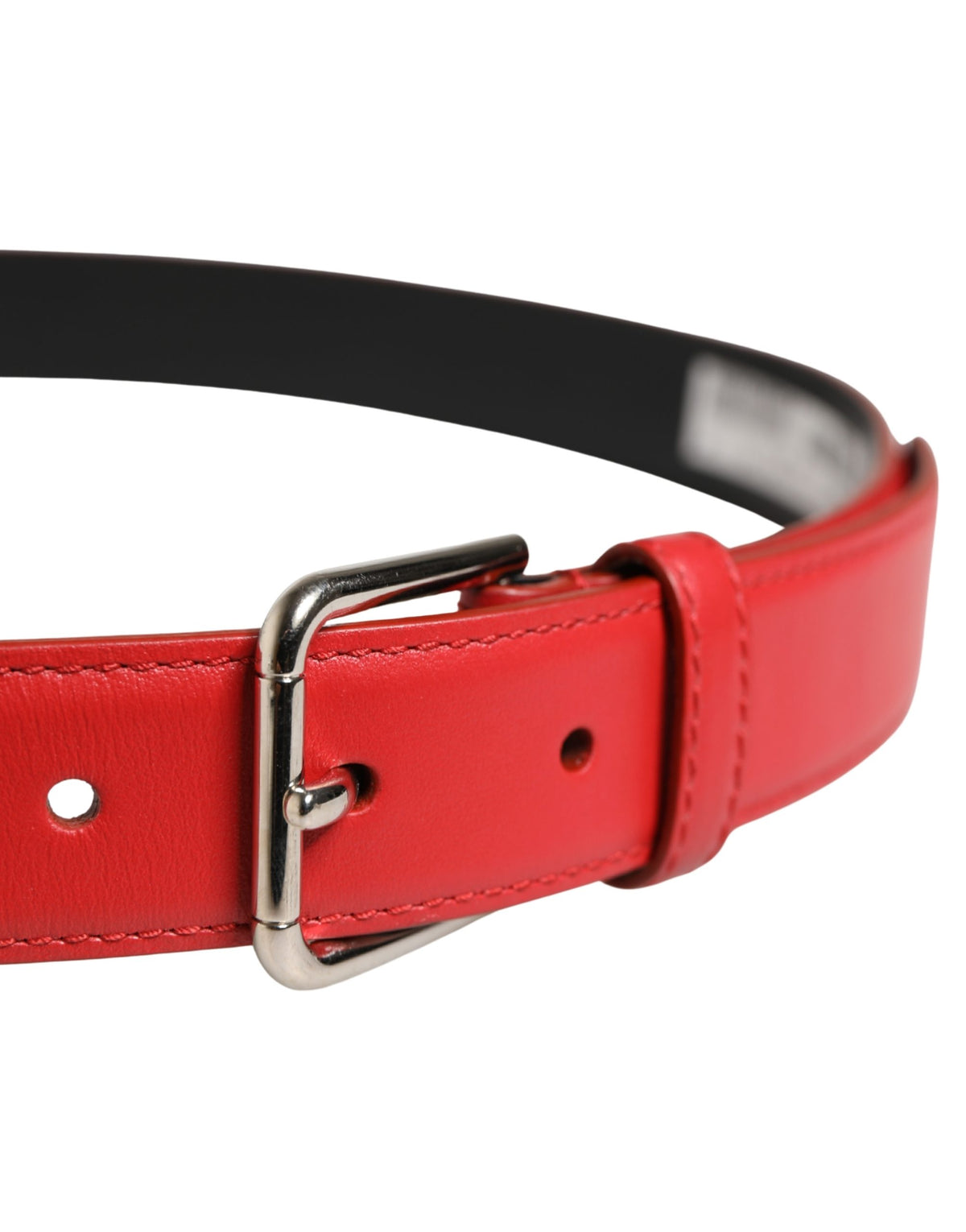 Ceinture Dolce &amp; Gabbana pour homme en cuir tissé beige et rouge avec boucle métallique