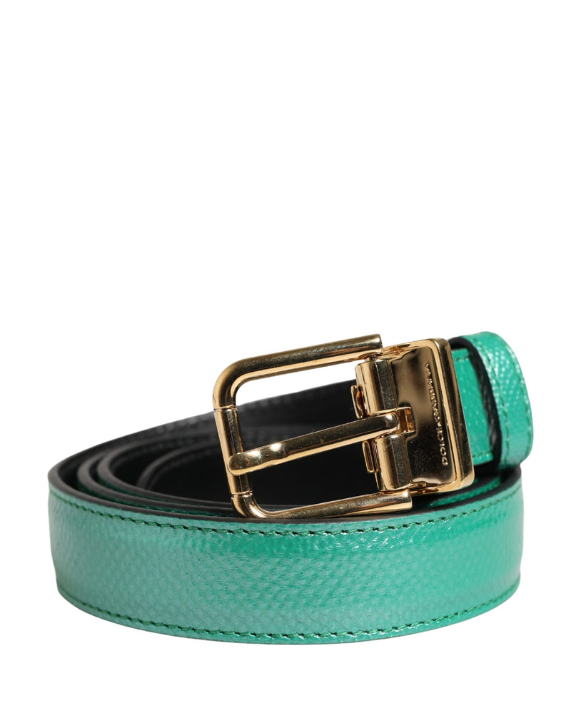 Dolce & Gabbana Heren Groene Klassieke Leren Metalen Gesp Riem
