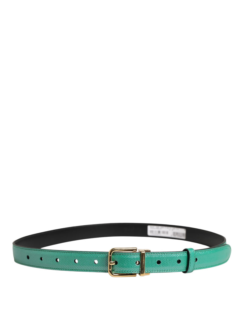 Dolce & Gabbana Heren Groene Klassieke Leren Metalen Gesp Riem
