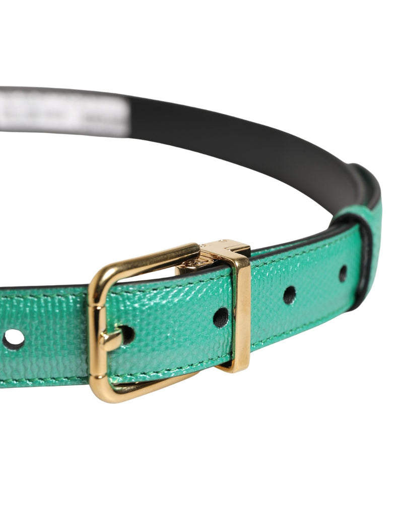 Dolce & Gabbana Heren Groene Klassieke Leren Metalen Gesp Riem