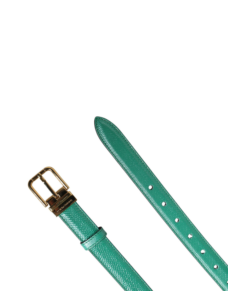 Dolce & Gabbana Heren Groene Klassieke Leren Metalen Gesp Riem