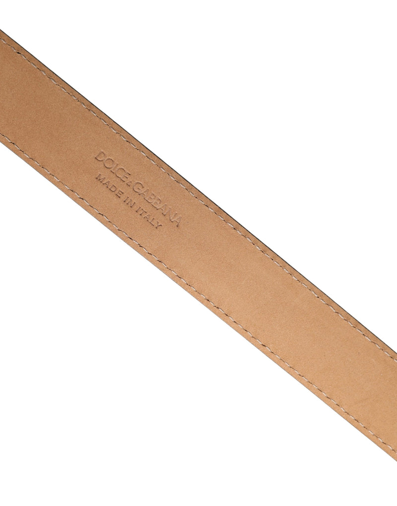 Dolce & Gabbana Heren Zwarte Marmeren Leren Metalen Gesp Riem
